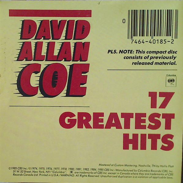 David Allan Coe - 17 Greatest Hits - Cd