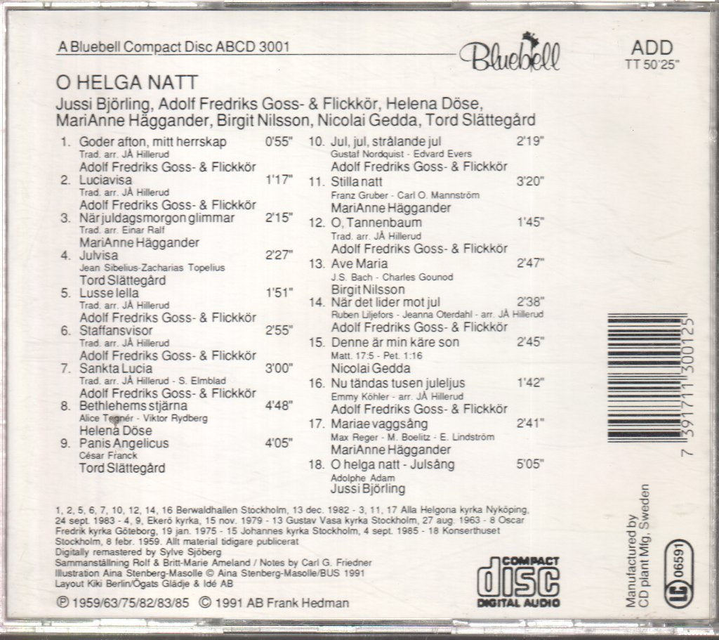 Adolf Fredriks Gosskör, Adolf Fredriks Flickkör - O Helga Natt - Cd