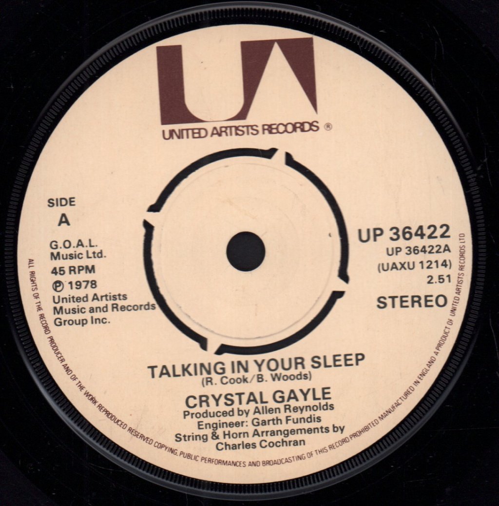 Crystal Gayle - Talking In Your Sleep - 7 Inch