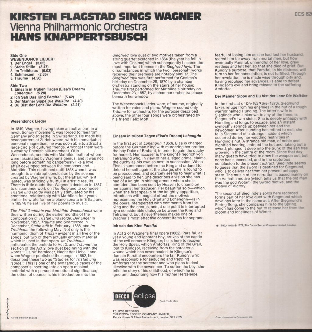 Kirsten Flagstad / Hans Knappertsbusch / Vienna Philharmonic - Kirsten Flagstad Sings Wagner - Lp