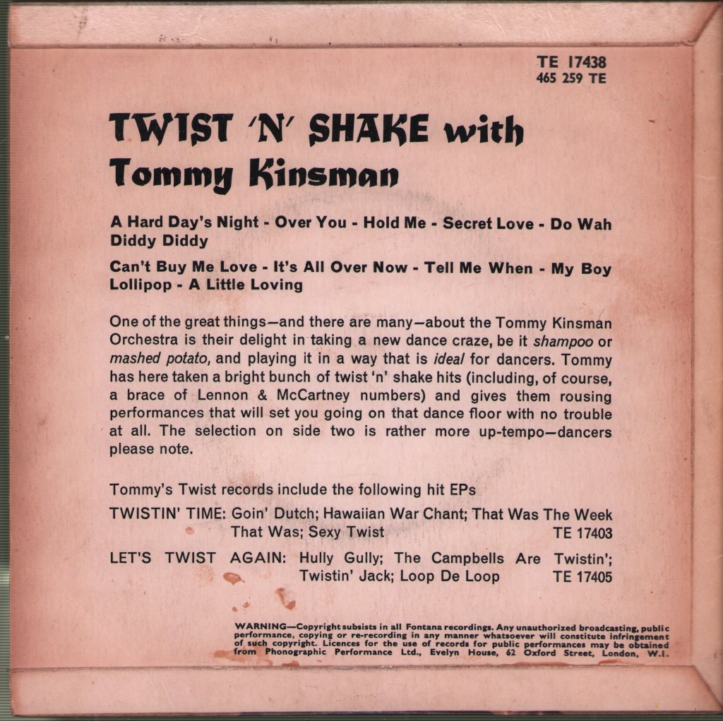 Tommy Kinsman - Twist N Shake - 7 Inch
