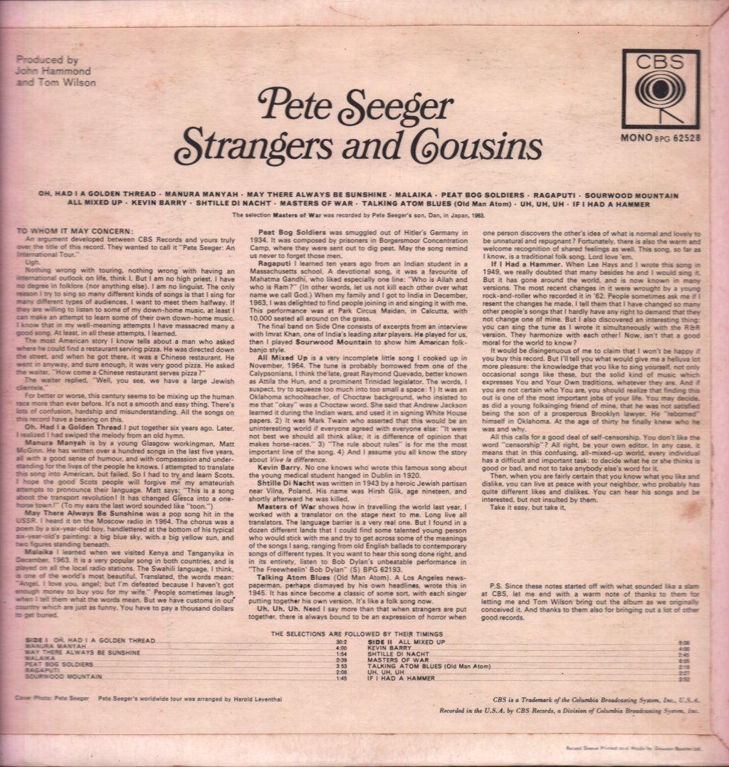 Pete Seeger - Strangers And Cousins - Lp