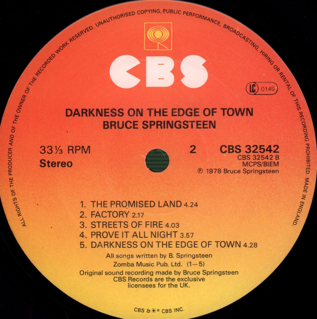 Bruce Springsteen - Darkness On The Edge Of Town - Lp