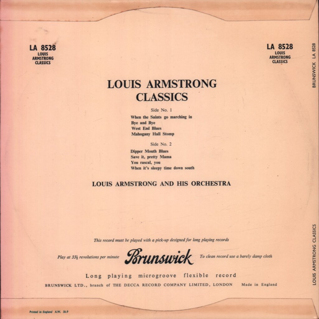 Louis Armstrong And His Orchestra - Louis Armstrong Classics - 10 Inch