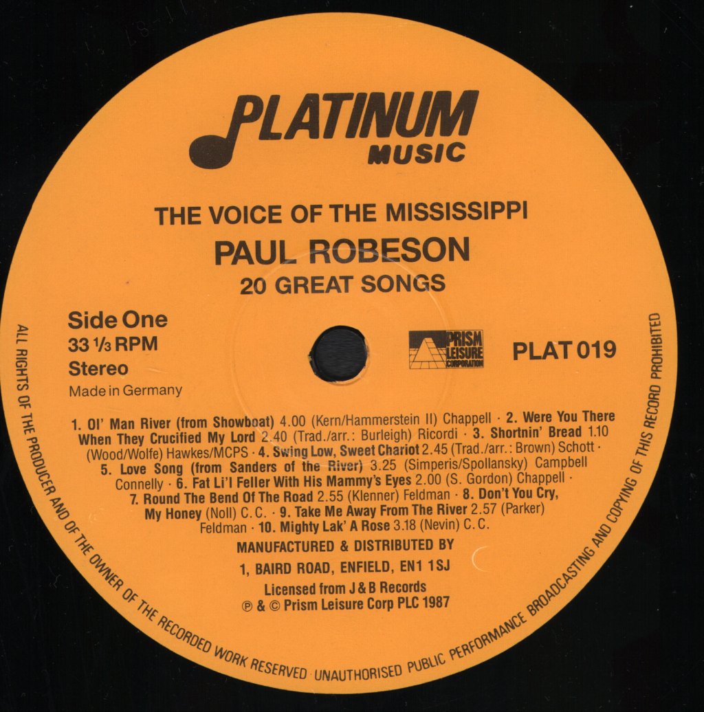 Paul Robeson - Voice Of The Mississippi - Lp