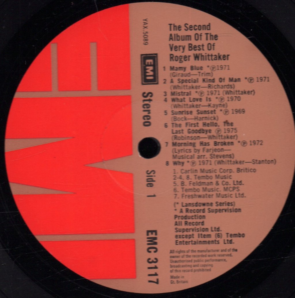 Roger Whittaker - Second Album Of The Very Best Of - Lp