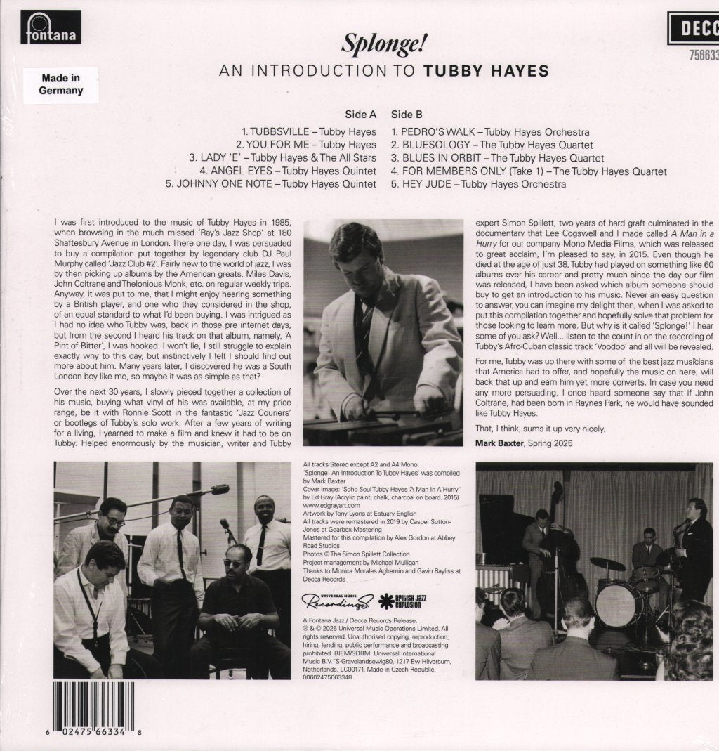 Tubby Hayes - Splonge! An Introduction To Tubby Hayes - Lp