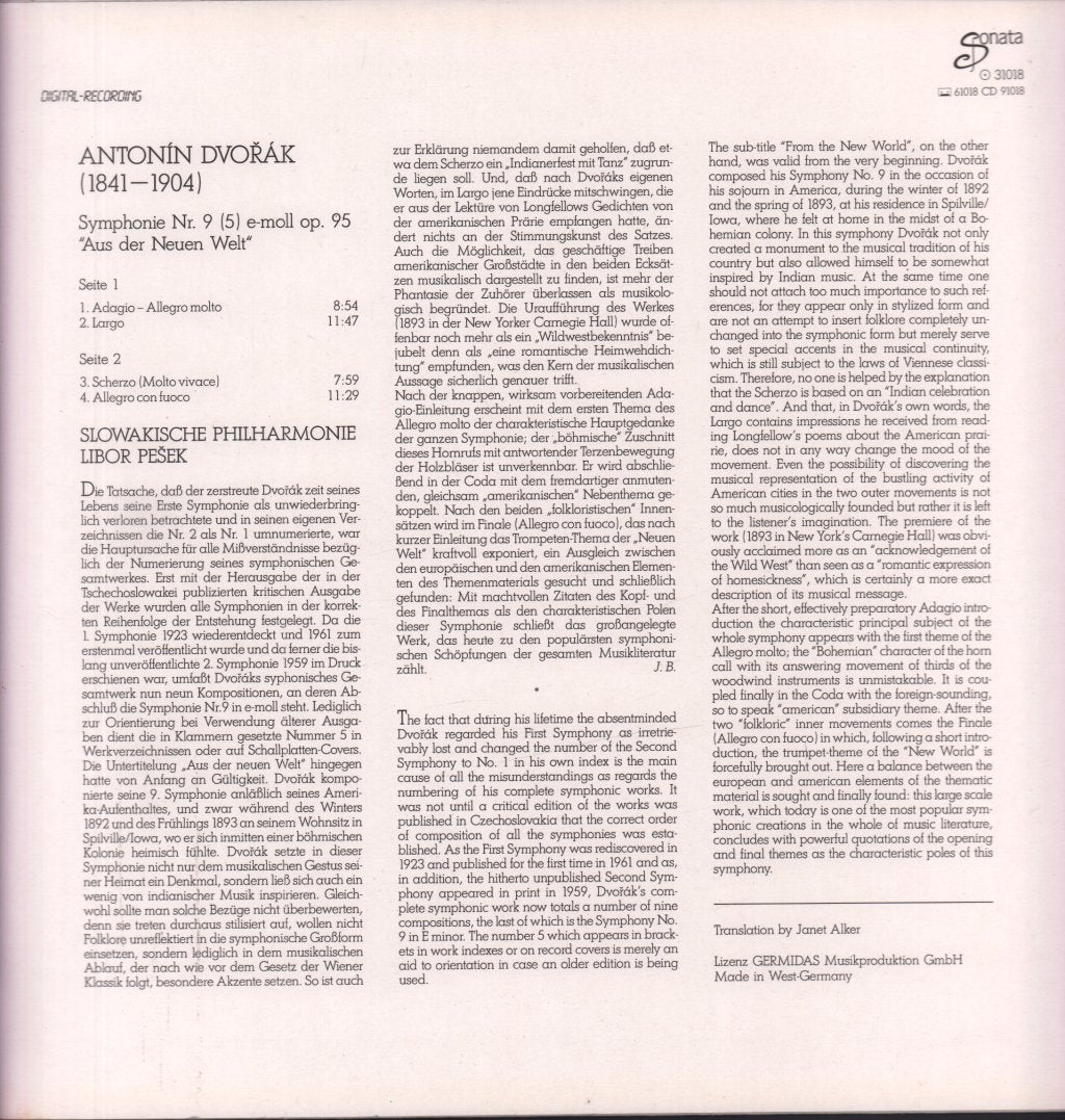 Libor Pesek - dvorak Symphonie Nr.9 - Lp