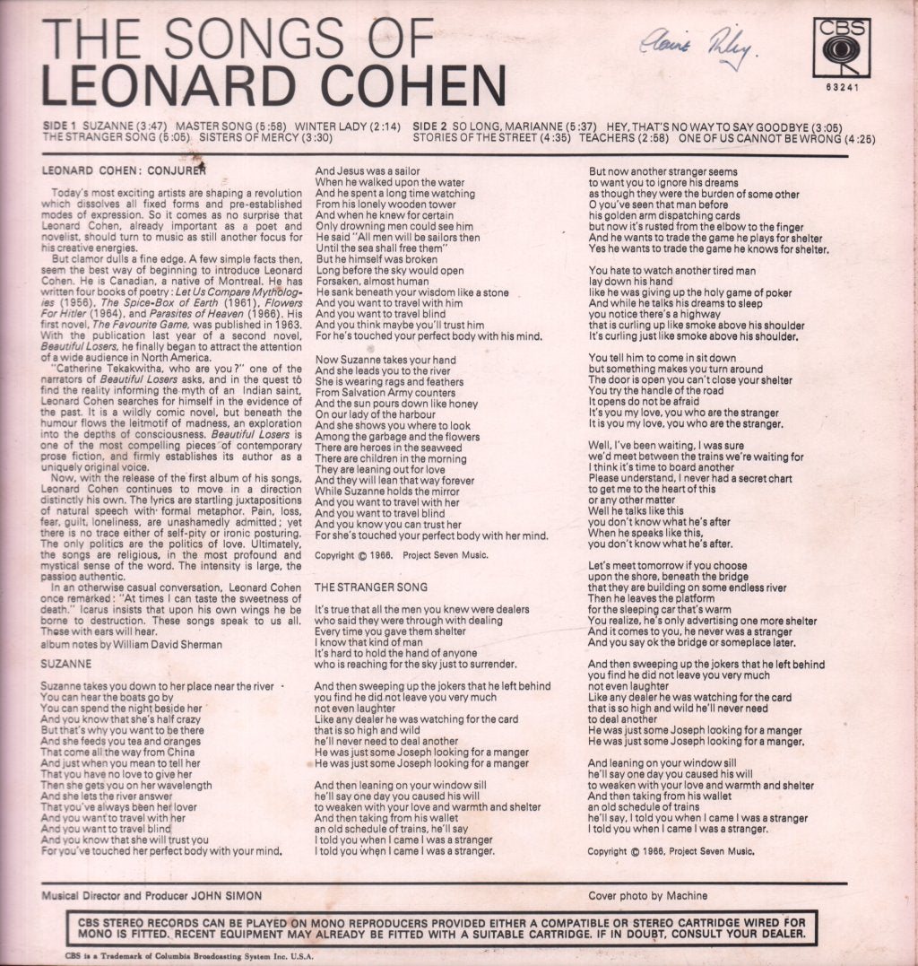 Leonard Cohen - Songs Of - Lp