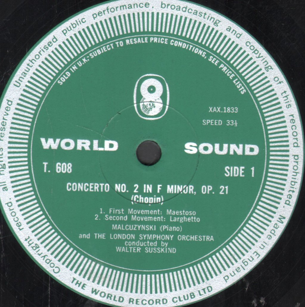 Malcuzynsky / London Symphony / Walter Susskind - Chopin - Piano Concerto No. 2 - Lp
