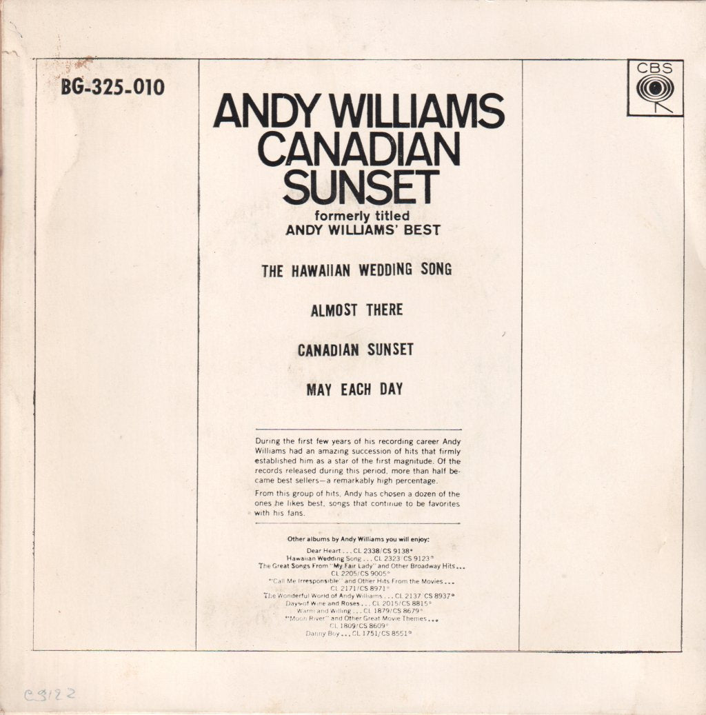 Andy Williams - canadian sunset - 7 Inch