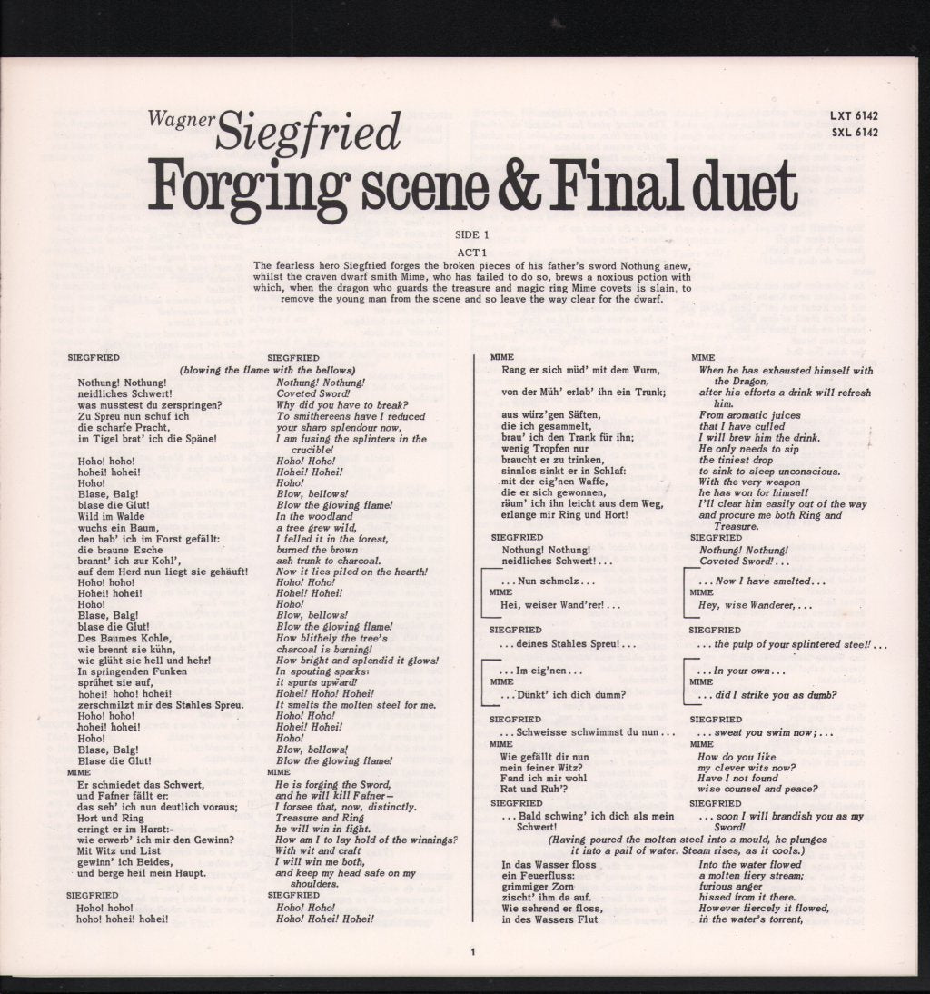 Birgit Nilsson / Wolfgang Windgassen / Vienna Philharmonic Orchestra / Georg Solti - Wagner - Siegfried - Forging Scene & Final Duet - Lp