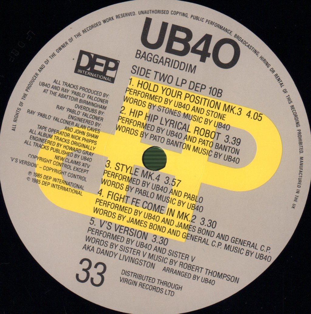 UB40 - Baggariddim - Double Lp
