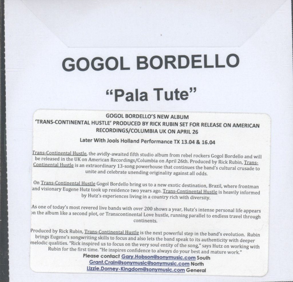 Gogol Bordello - Pala Tute - Cdr