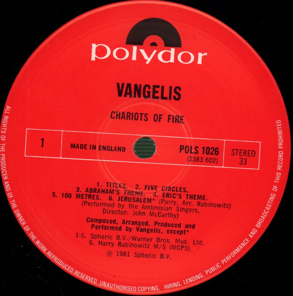 Vangelis - Chariots Of Fire - Lp