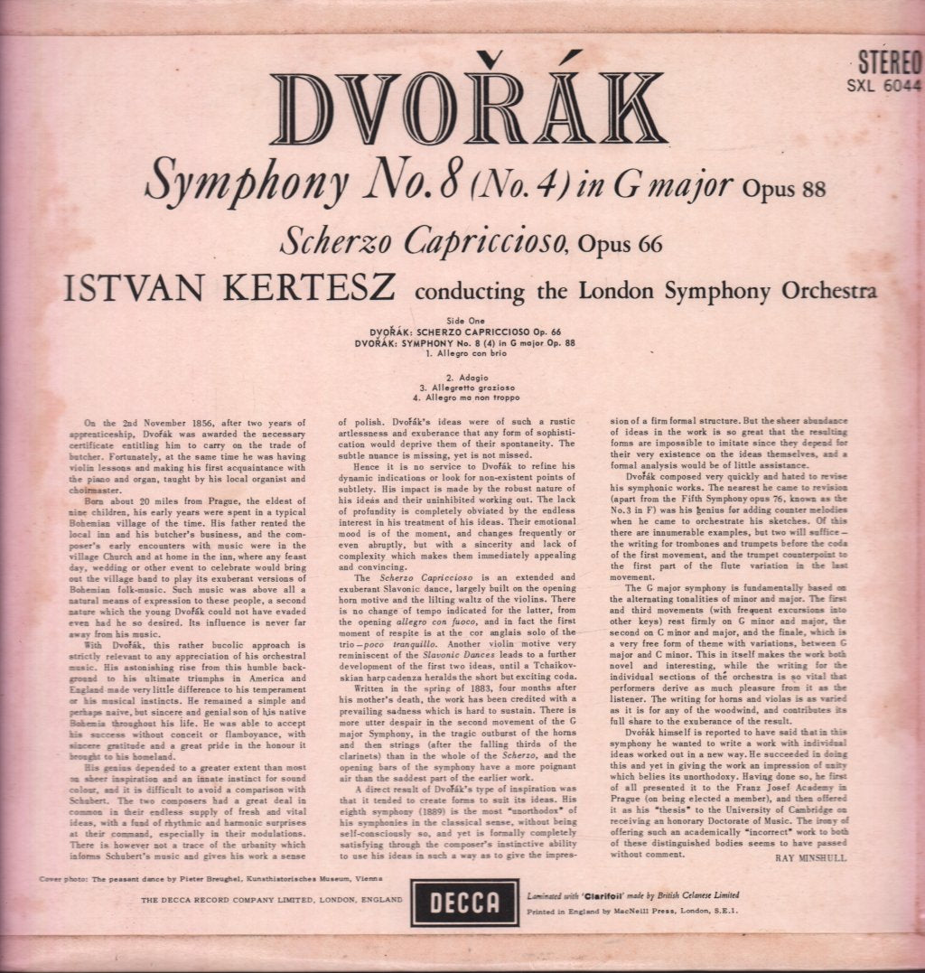 Istvan Kertesz / London Symphony Orchestra - Dvorak Symphony No.8 - Lp