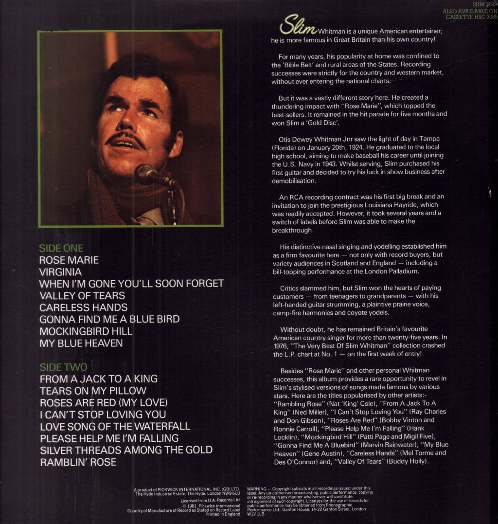Slim Whitman - Rose Marie And Other Love Songs - Lp