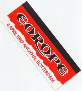 Europe - Ahoyhal Rotterdam 4/4/89 - Sticker