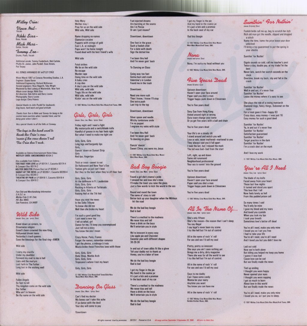 Mötley Crüe - Girls, Girls, Girls - Lp