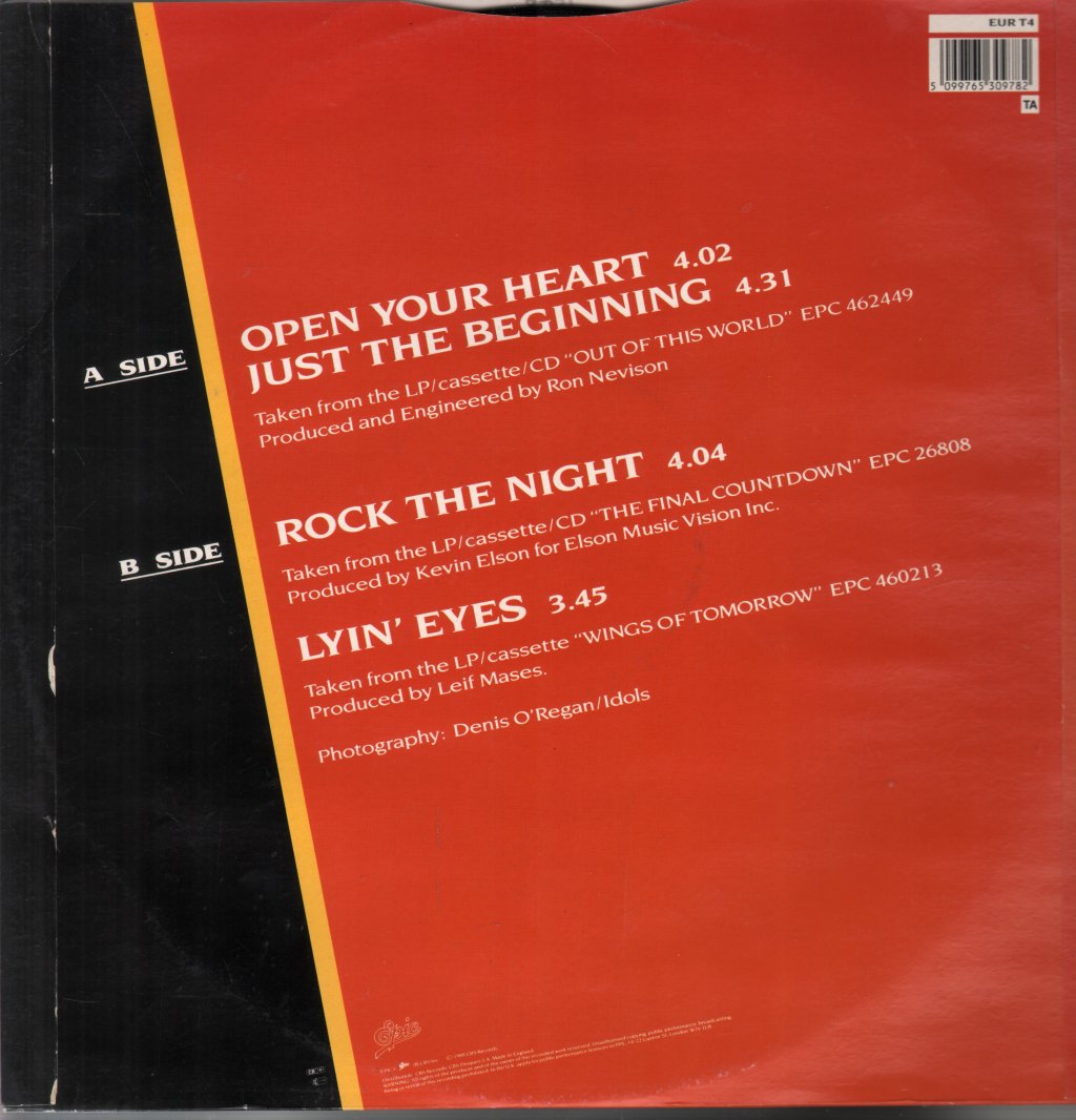 Europe - Open Your Heart - 12 Inch