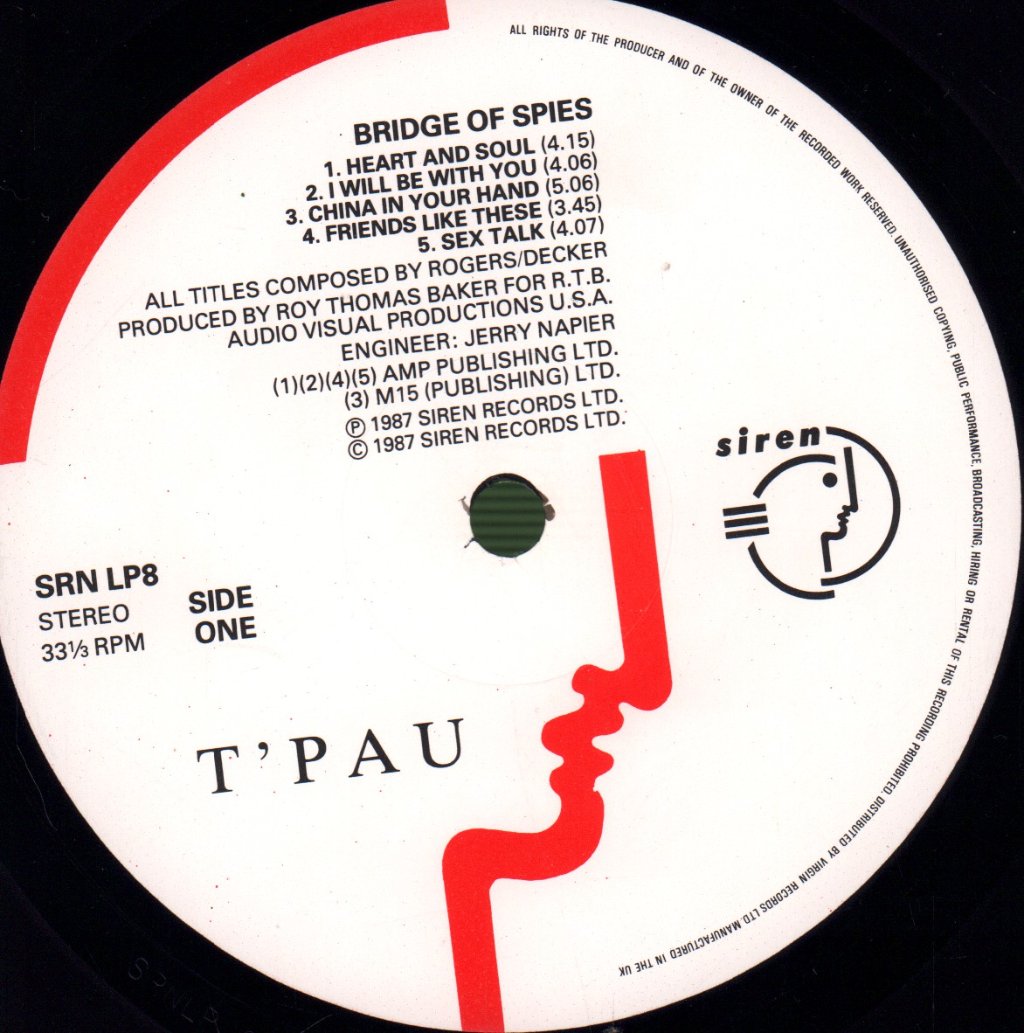 T'PAU - Bridge Of Spies - Lp