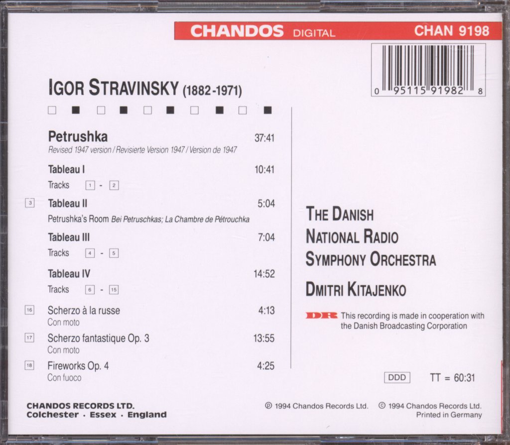 Danish National Radio Symphony Orchestra, Dmitri Kitajenko - Stravinsky - Petrushka 1947 Revision - Cd