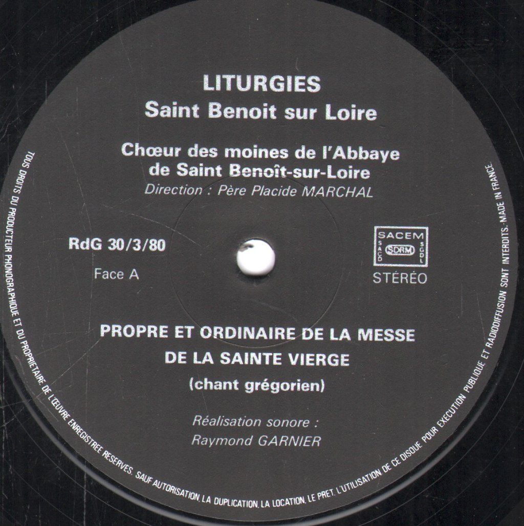 Choeur Des Moines De L'abbaye St.pierre De Solesmes De Saint Benoit-sur-Loire - Liturgies - Lp
