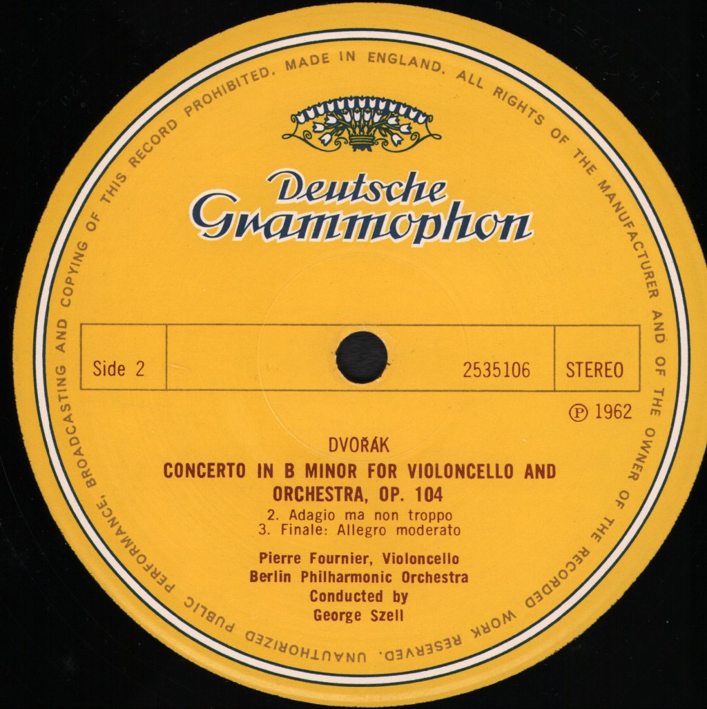 Pierre Fournier / George Szell / Berlin Philharmonic - Antonin Dvorak - Concerto For Cello And Orchestra - Lp