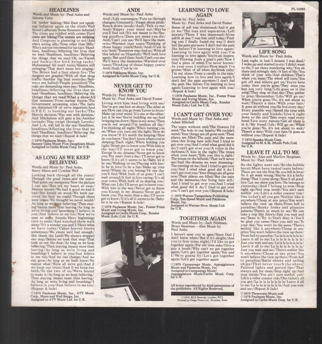 Paul Anka - Headlines - Lp