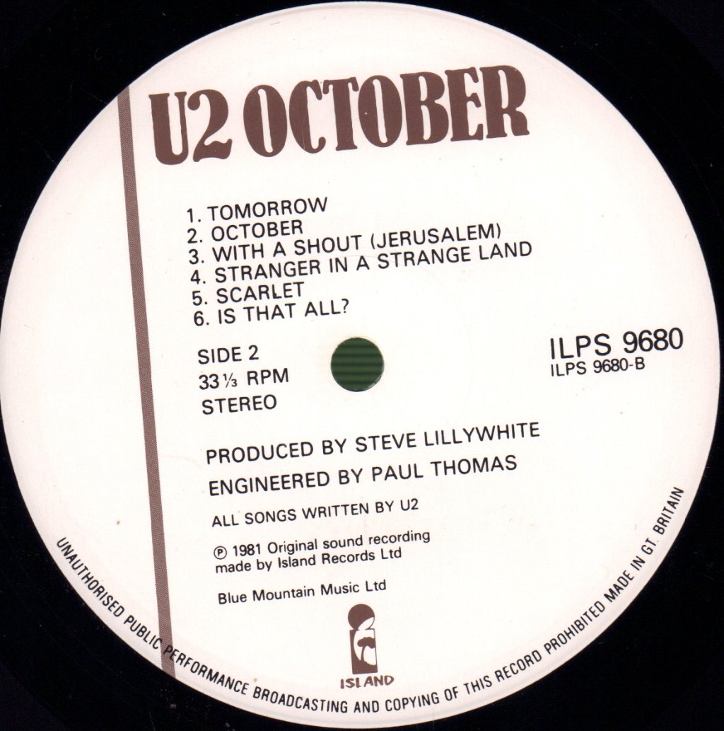 U2 - October - Lp