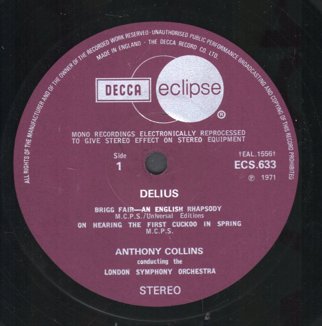 Anthony Collins / London Symphony Orchestra - Delius - Brigg Fair / On Hearing The First Cuckoo - Lp
