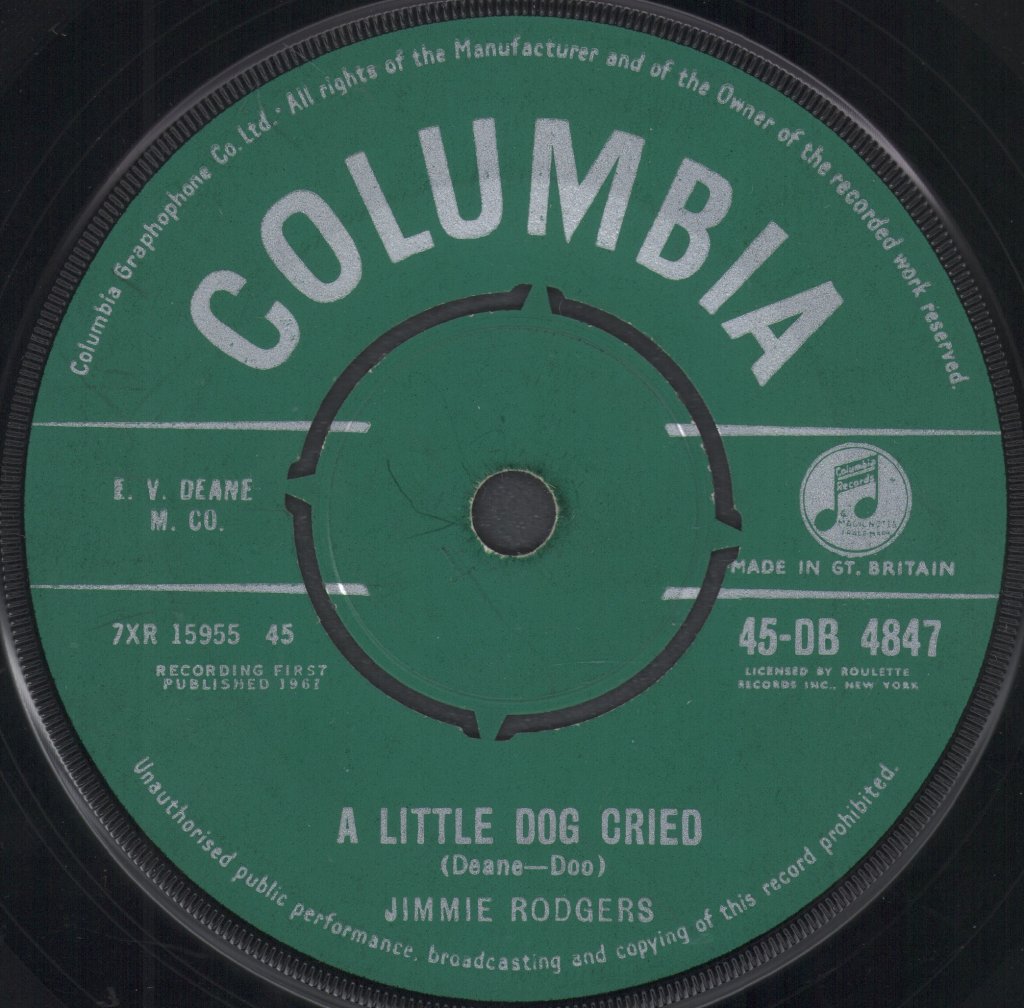 Jimmie Rodgers - A Little Dog Cried - 7 Inch
