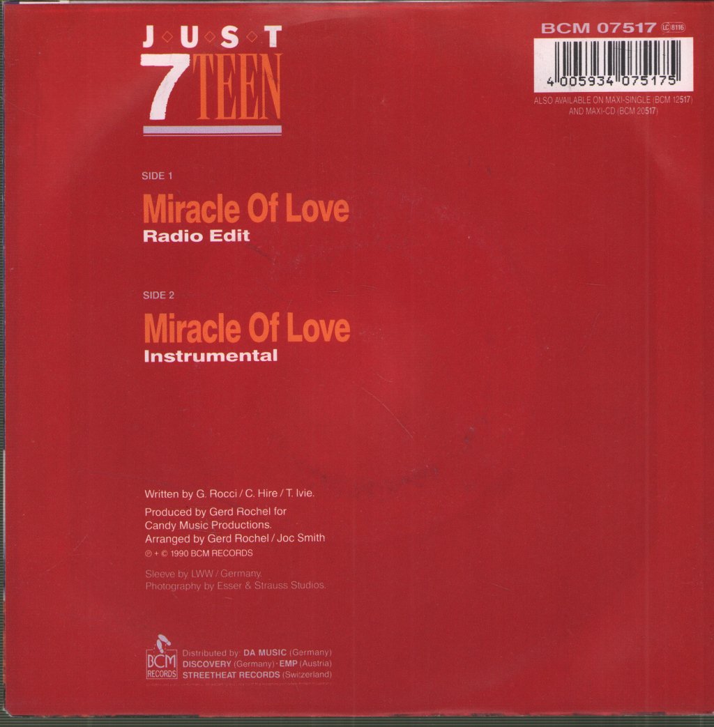 Just Seventeen - Miracle Of Love - 7 Inch
