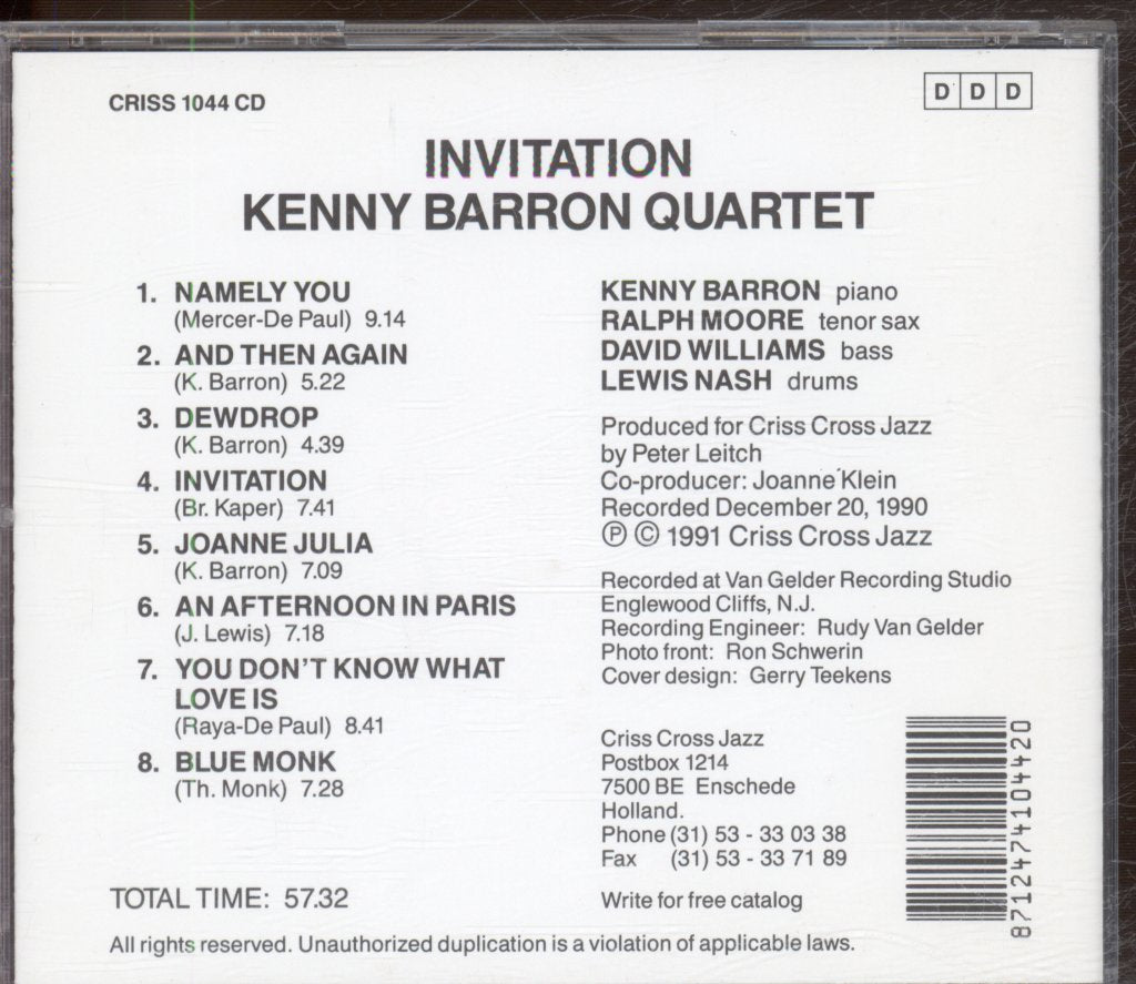 Kenny Barron Quartet - Invitation - Cd