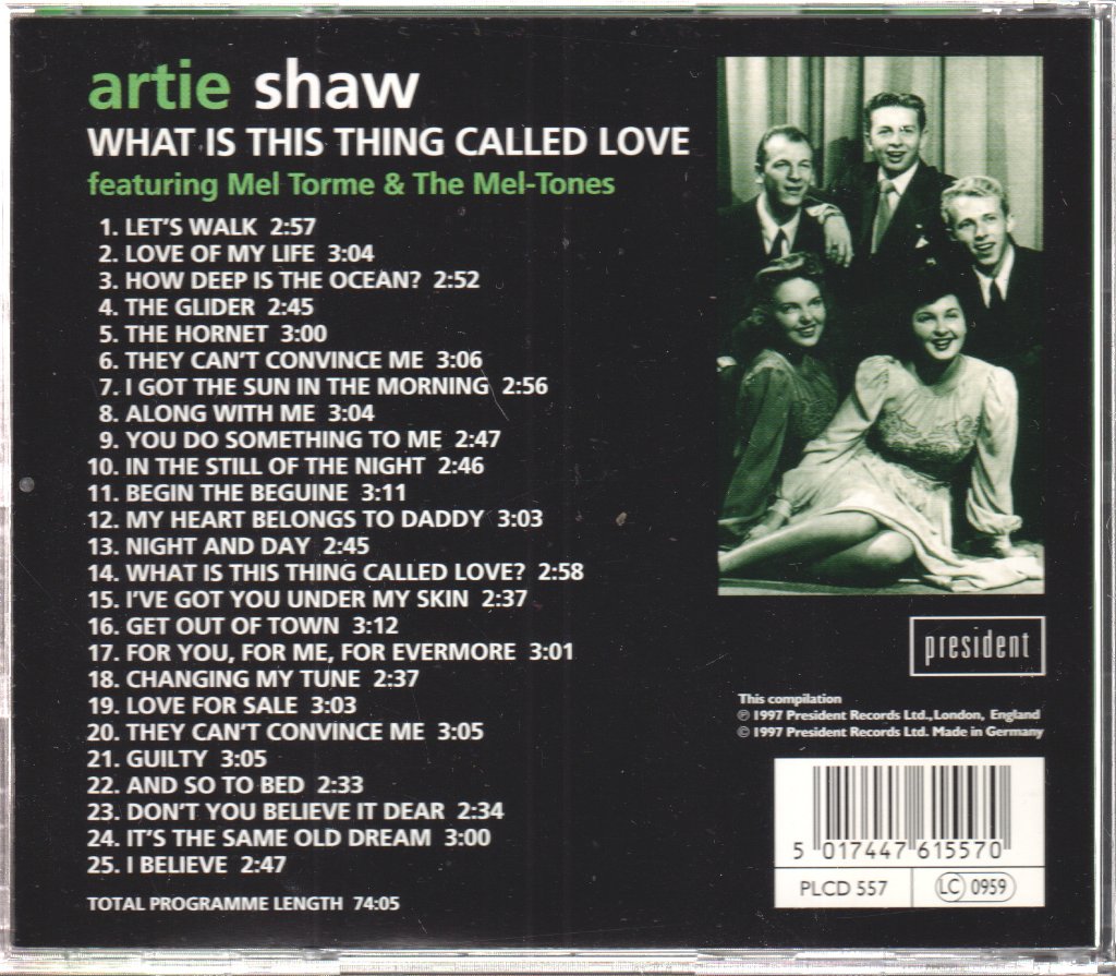 Artie Shaw Featuring Mel Torme - What Is This Thing Called Love - Cd