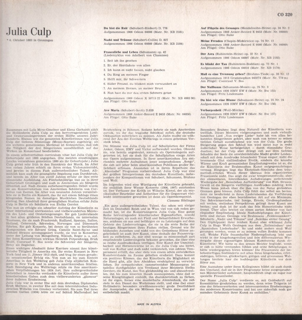 Julia Culp - Julia Culp - Lp