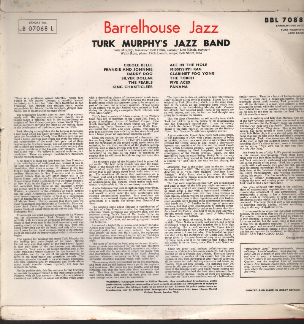 Turk Murphy - Barrelhouse Jazz - Lp