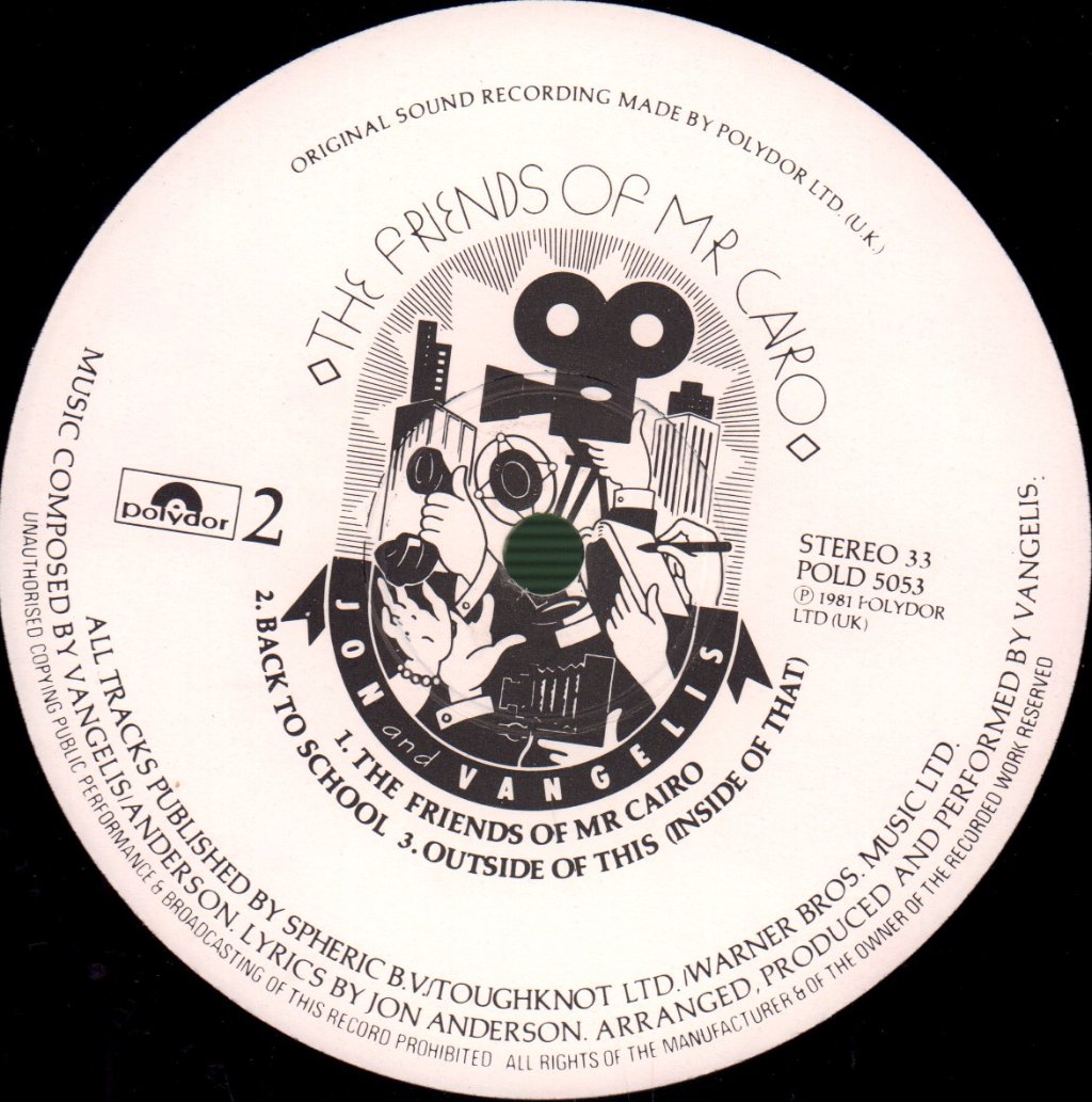 Jon And Vangelis - Friends Of Mr Cairo - Lp