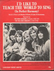 New Seekers/Hillside Singers - I'd Like To Teach The World To Sing - Sheet Music