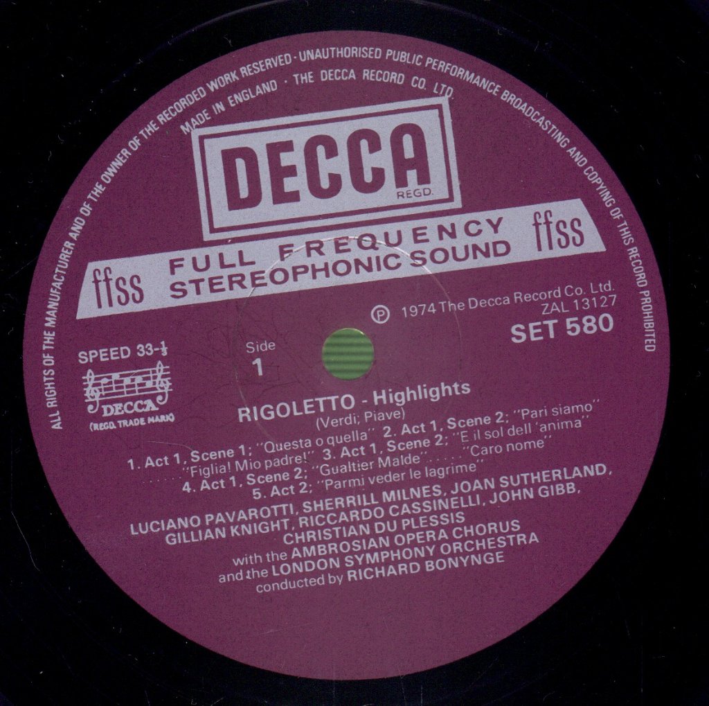 Verdi - Rigoletto Highlights - Lp
