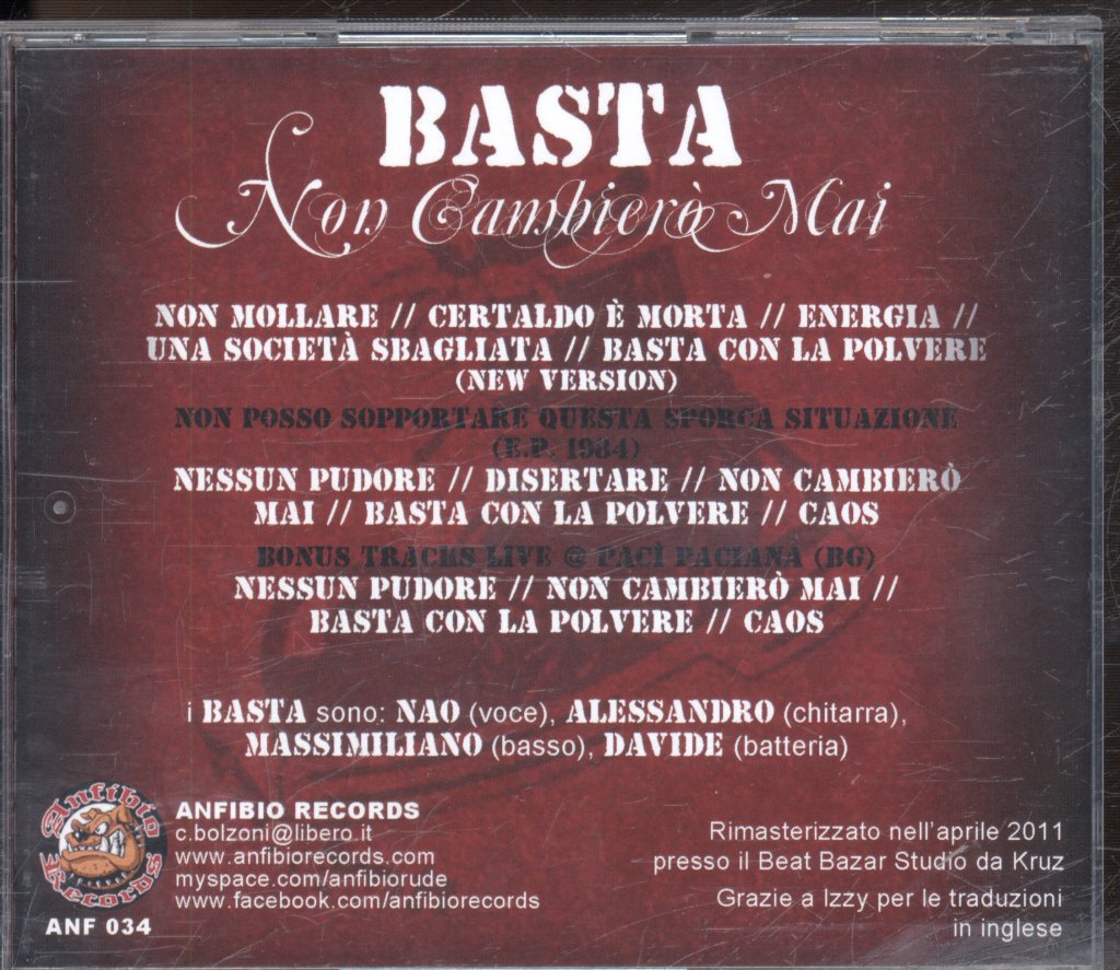 Basta - Non Cambierò Mai - Cd