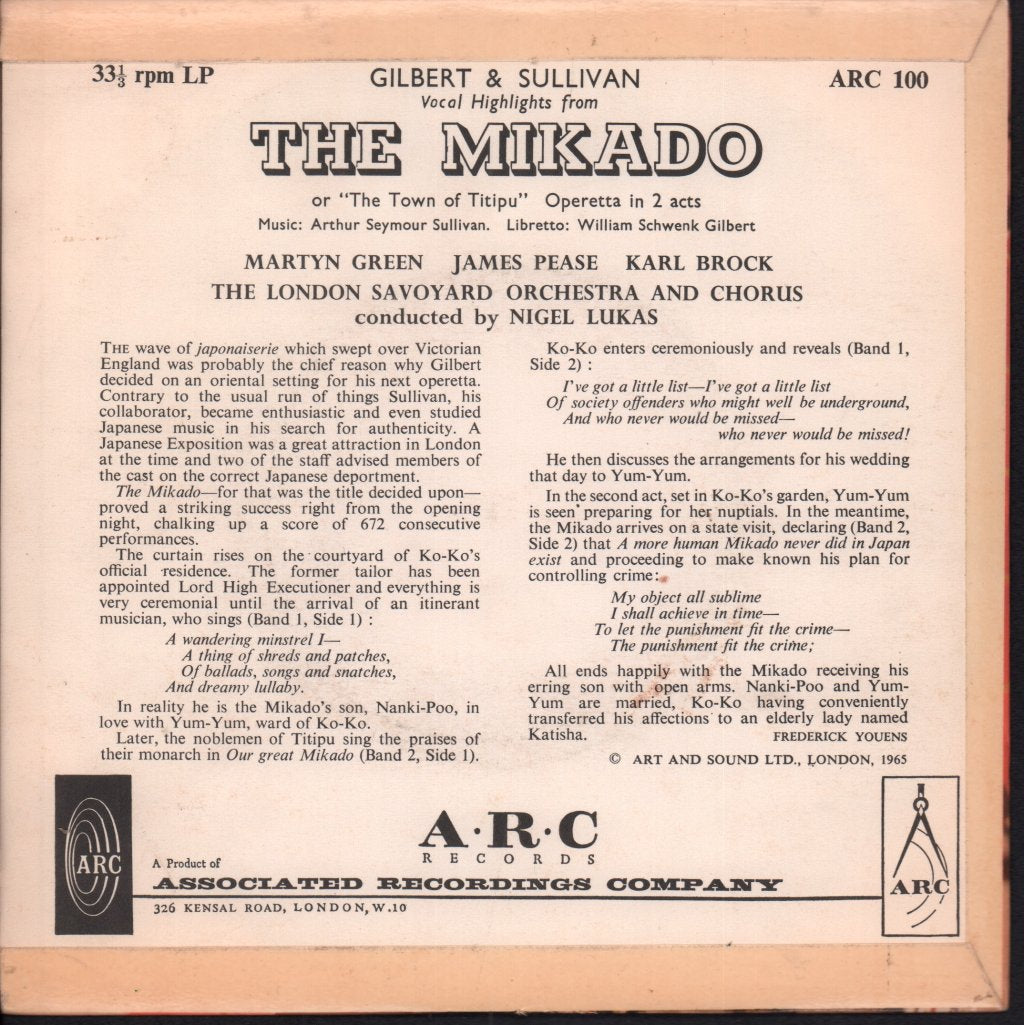 martyn green james pease karl brock - Vocal Highlights From The Mikado - 7 Inch