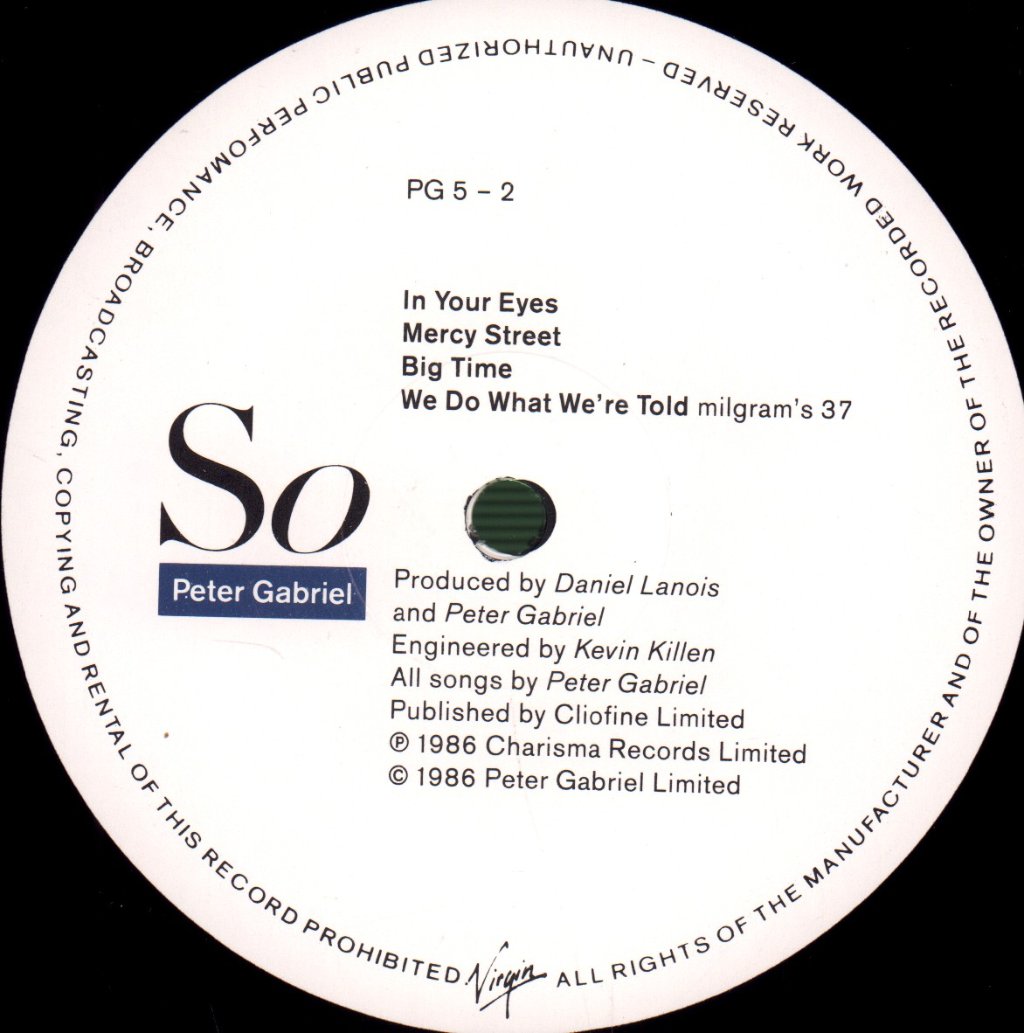 Peter Gabriel - So - Lp