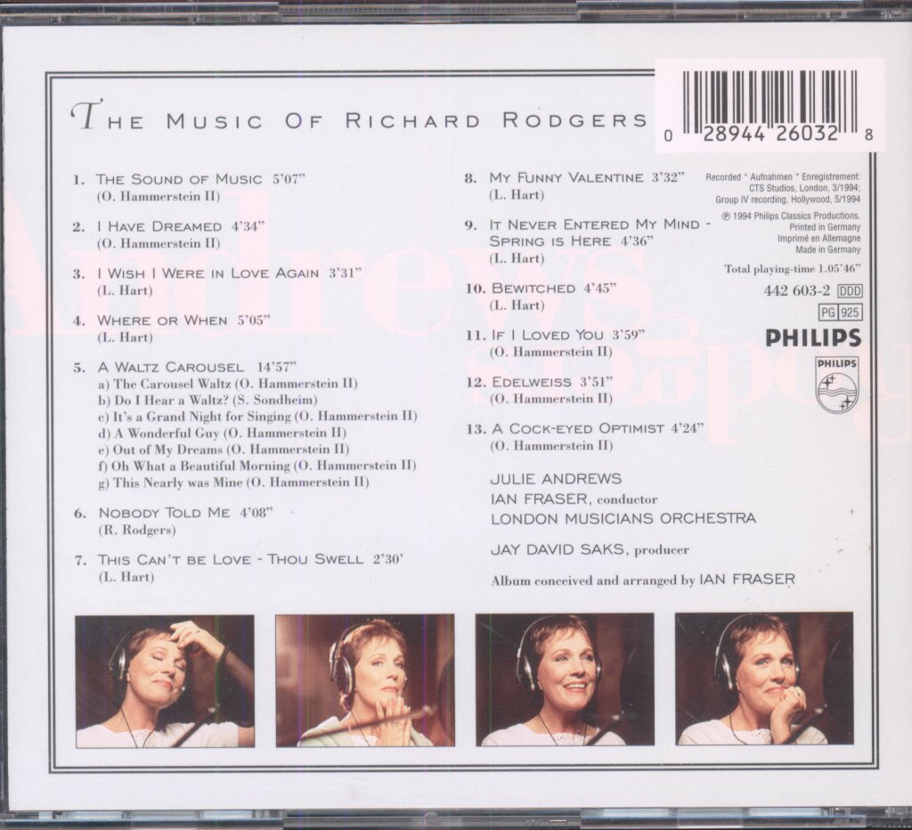 Julie Andrews - Broadway • The Music Of Richard Rodgers - Cd