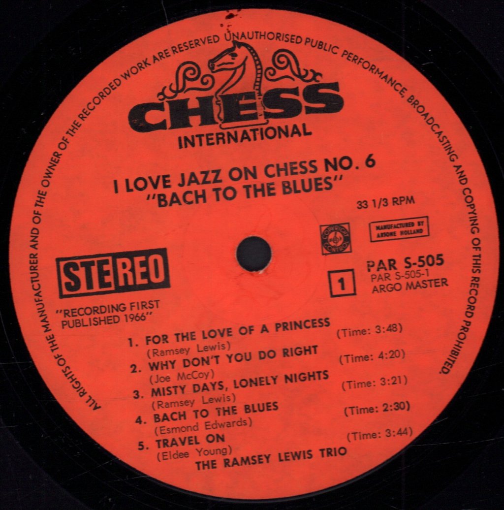 Ramsey Lewis Trio - Bach To The Blues - Lp