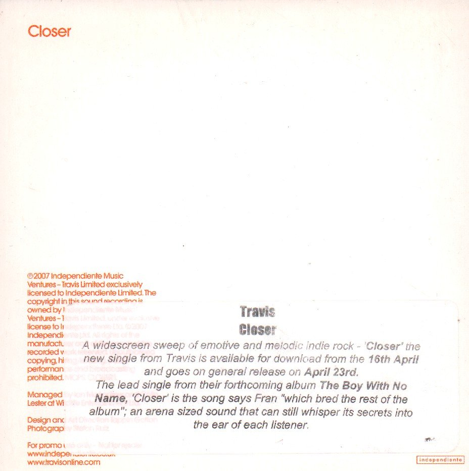 Travis - Closer - Cd