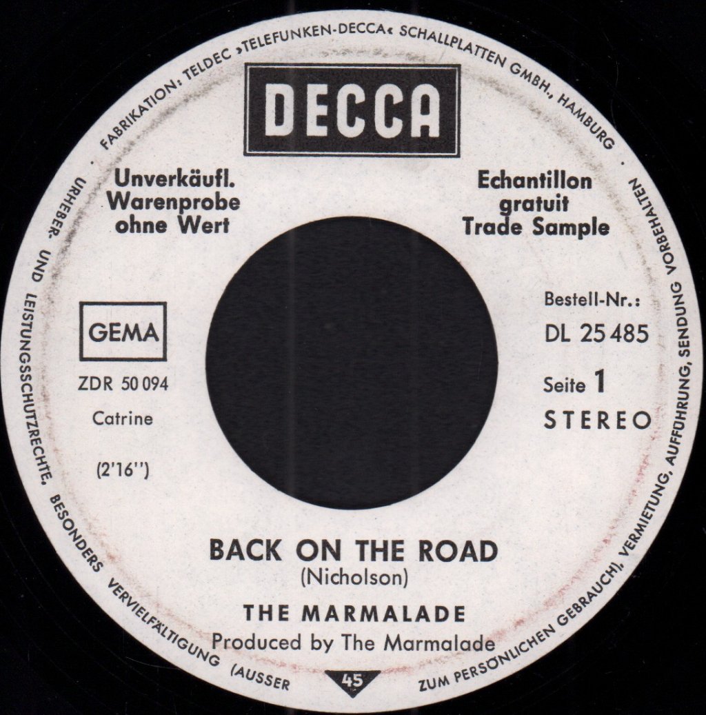 Marmalade - Back On The Road - 7 Inch