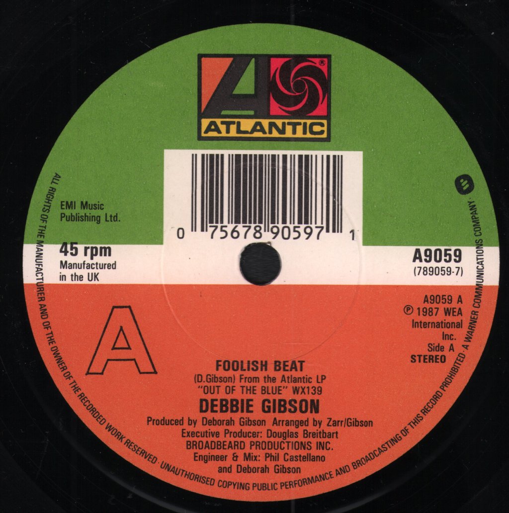 Debbie Gibson - Foolish Beat - 7 Inch