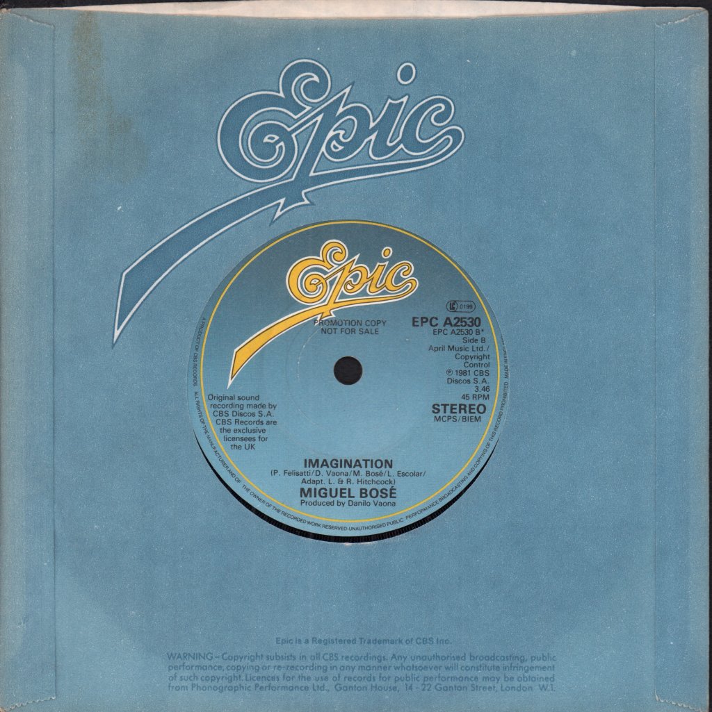 Miguel Bose - You Can't Stay The Night - 7 Inch