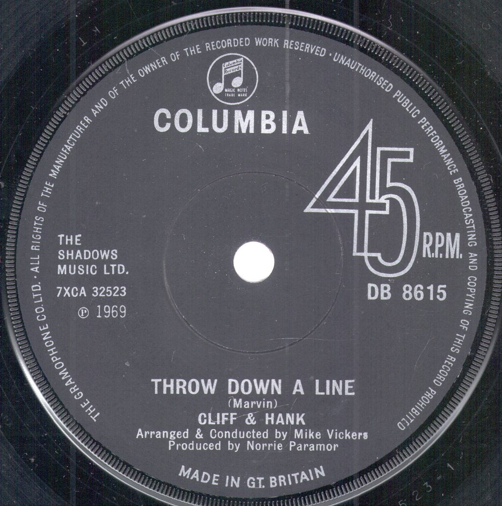 Cliff And Hank (Cliff Richard and Hank Marvin) - Throw Down A Line - 7 Inch